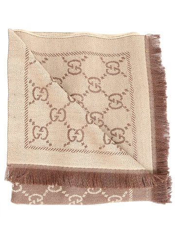GUCCI GG Motif Fringed Scarf (48x180cm)