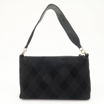 CHANEL Suede Shoulder Bag Hand Bag Tassel Black Used
