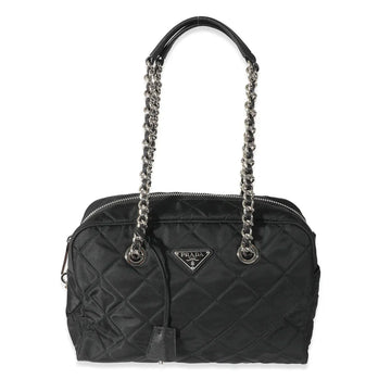 PRADA - Black Quilted Nylon Tessuto Impuntu Shoulder Bag