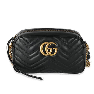 GUCCI - Black Matelasse Small GG Marmont Camera Bag