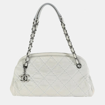 11P Silver Iridescent Calfskin Just Mademoiselle Bowling Bag