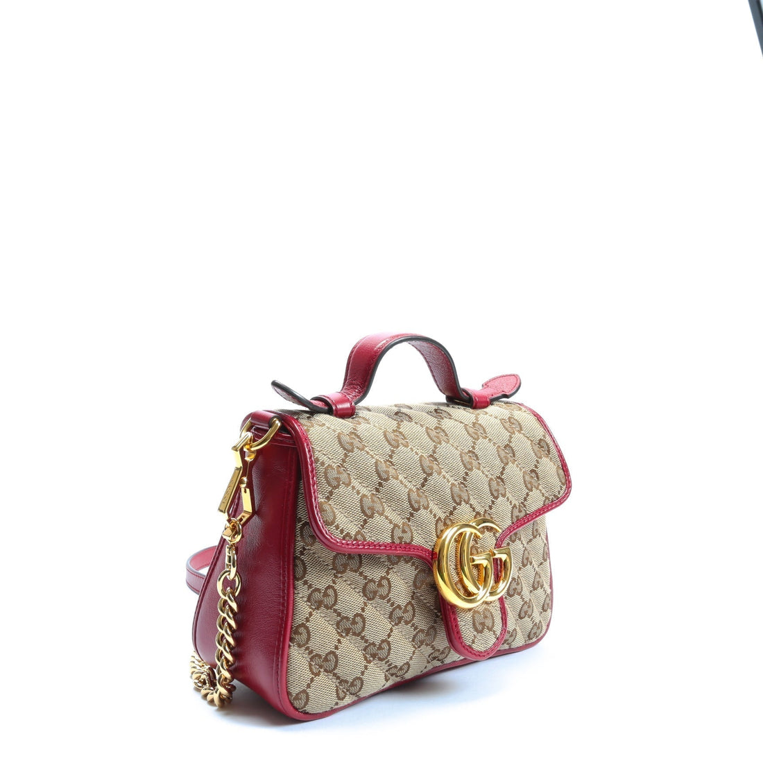 GUCCI EC Marmont Mini Tote - Canvas w/Red Trim