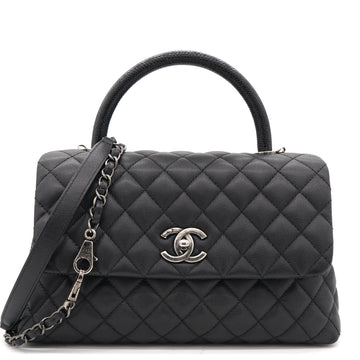 Chanel Black Caviar Leather Medium Coco Top Handle Bag