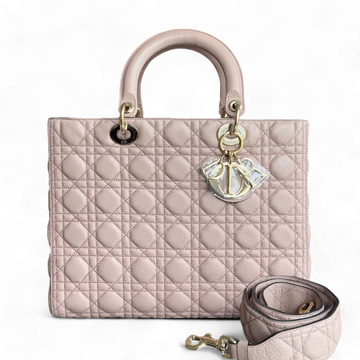 Dior Lady Flap Large - Grained Calfskin Nude Pink Gold Hardware