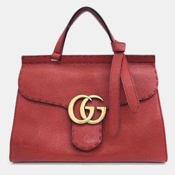 Red Leather GG Marmont Tote Bag