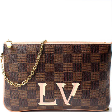 Double Zip Pochette Damier Ebene