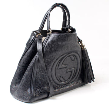336751 Soho Leather Shoulder Bag Black