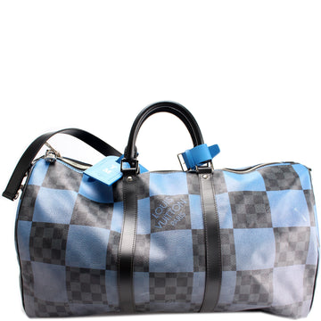 Keepall 50 Bandouliere Giant Blue Damier Graphite