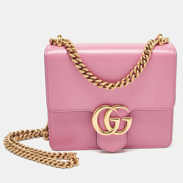 Pink Leather Small GG Marmont Chain Shoulder Bag