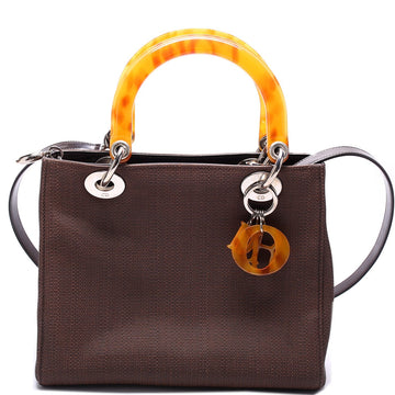Lady Dior Medium Canvas Acrylic Top Handle