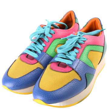 Colorblock Leather Sneakers Size 38