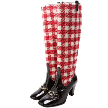 Gucci Horsebit Plaid Knee High Boots Size .