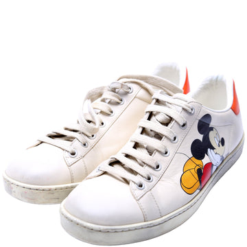 Gucci X Disney Distressed Ace Leather Mickey Mouse Sneakers Size .