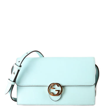 Gucci  Interlocking G Calfskin Leather Icon Wallet Crossbody Blue