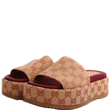 Gucci CS Canvas Platform Slides Size