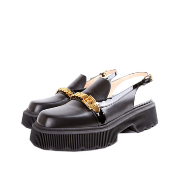 Gucci Calfskin Hundler Chain Slingback Loafers Size .