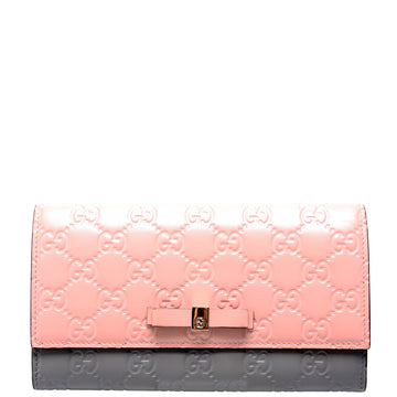 Gucci  Ribbon Long Wallet Guccisima Pink/Gray