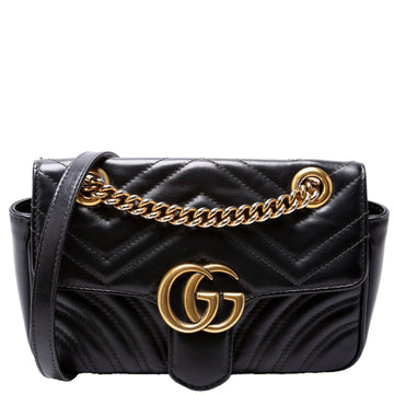 Gucci  Marmont Leather Shoulder Flap Mini Black