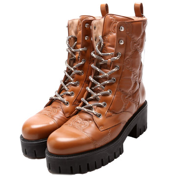 Gucci CS Matelasse Lace Up Boots Size . Brown