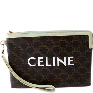 Triomphe Canvas Logo Small Pouch Brown