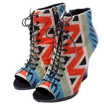 Prorsum Tapestry Peep Toe Booties Size 35 Multicolor