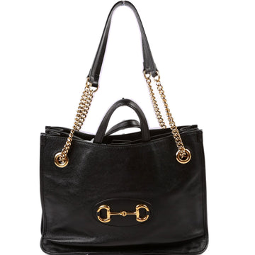 Gucci   Horsebit Large Leather Tote Black