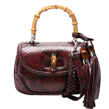 Gucci  Python New Bamboo Top Handle Medium Bag