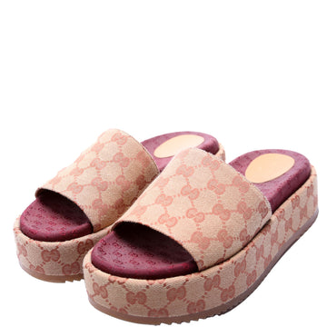 Gucci CS Canvas Platform Slides Size  Red