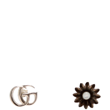 Gucci CS Mother Of Pearl Flower Stud  Earrings Silver
