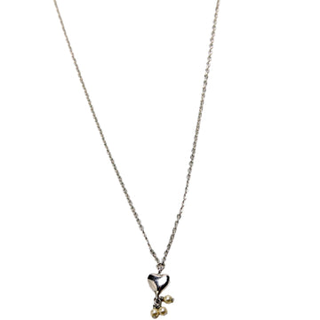 Pearl Drop Heart Pendant Necklace Silver/Pearl