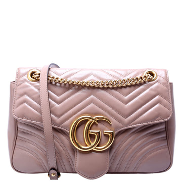Gucci  Marmont Leather Shoulder Medium Nude