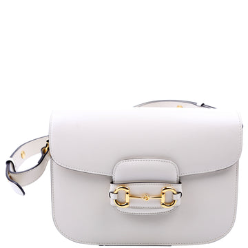 Gucci  Horsebit  Leather Shoulder Bag White