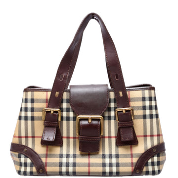 Haymarket Check Buckle Tote Small Brown