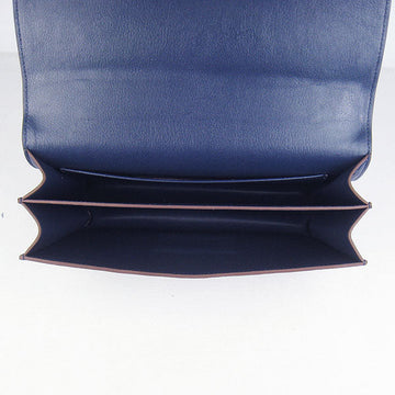 Hermes calf Leather Message Bag H020 dark blue silver