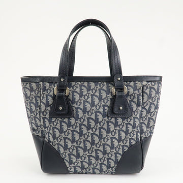 Christian Dior Trotter Leather Canvas Hand Bag Tote Bag Navy Used