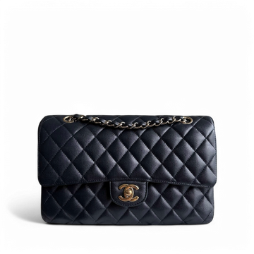 Chanel Classic Flap Medium - Caviar 25CM Quilted Mid-night Dark Blue Gold Hardware Series 28