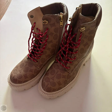 Boots Designer By Coach In Brown, Size: 9.5