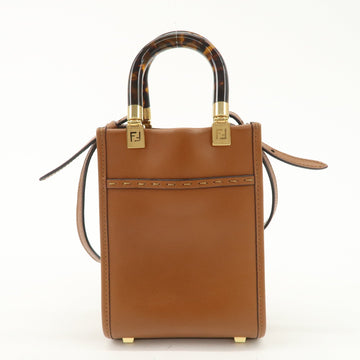 FENDI Sunshine Leather Shopper Small 2Way Bag Shoulder Bag 8BS051 Used
