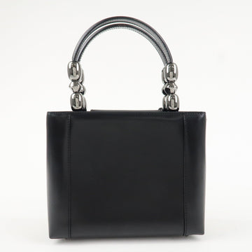 Christian Dior Enamel Leather Maris Pearl Hand Bag Black Used