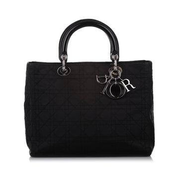Cannage Lady Dior Nylon Handbag Black