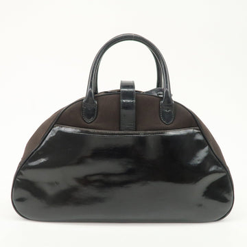 Christian Dior Double Saddle Canvas Patent Leather Hand Bag Used
