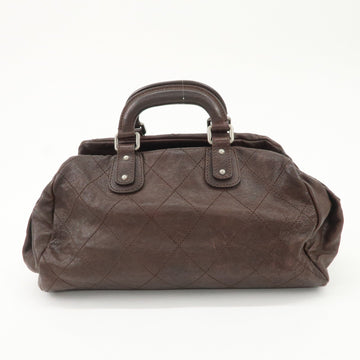 CHANEL COCO Mark Matelasse Caviar Skin Boston Bag Brown Gold HDW Used