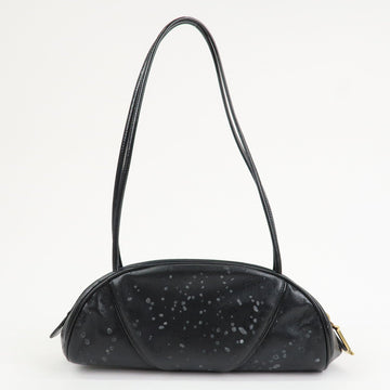 Christian Dior Leather Patent Leather Shoulder Bag Hand Bag Black