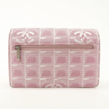 CHANEL New Travel Line Nylon Jacquard Chain Wallet Shoulder Bag 6535288 Used