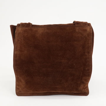 CHANEL Suede Shoulder Bag Crossbody Bag Brown