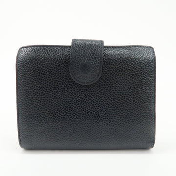 CHANEL COCO Mark Caviarskin Leather Bi-fold Wallet Black