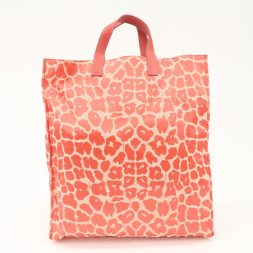 FENDI Canvas Leather Leopard Tote Bag Hand Bag Pink 8BH173