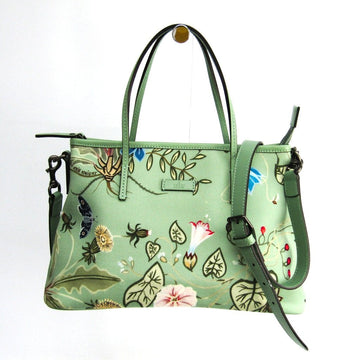 G*G Green Printed Canvas Kris Knight Tote  (SHA-36978)