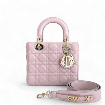 Dior Lady Small - ABC Cannage Lambskin Light Pink Gold Hardware MyABC Strap