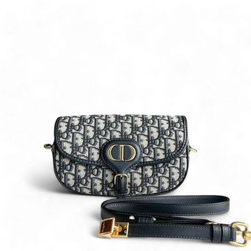 Dior Bobby East West Oblique Canvas Dark Blue Golden Hardware